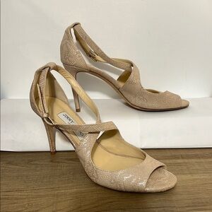 Jimmy Choo Beige Strappy Heels Sz 41 Made in Italy